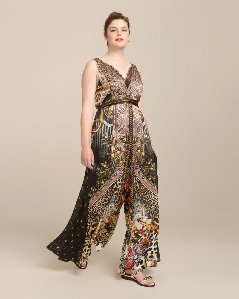 Jumpsuit with skirt godets shop